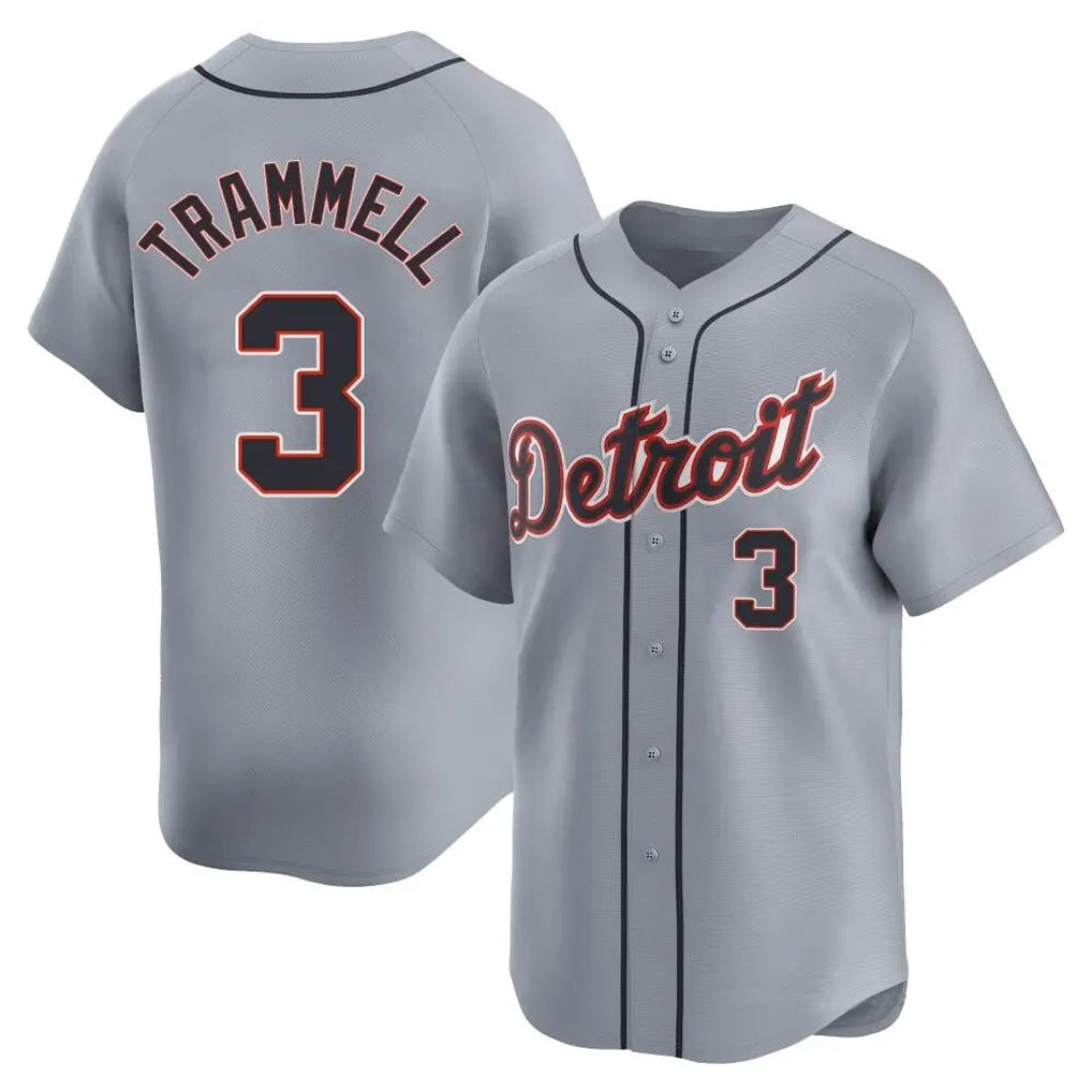 Yuxns D.Tigers #3 Alan Trammell Player Gray Home Limited Stitched Jerseys