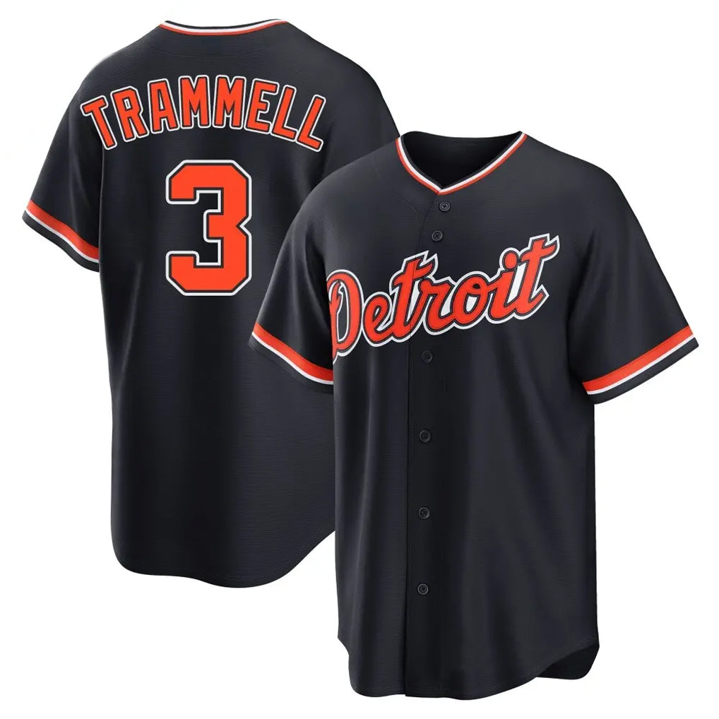 Yuxns D.Tigers #3 Alan Trammell Player Navy Home Game Stitched Jerseys