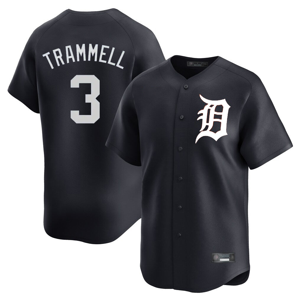 Yuxns D.Tigers #3 Alan Trammell Player Navy Home Limited Game Stitched Jerseys