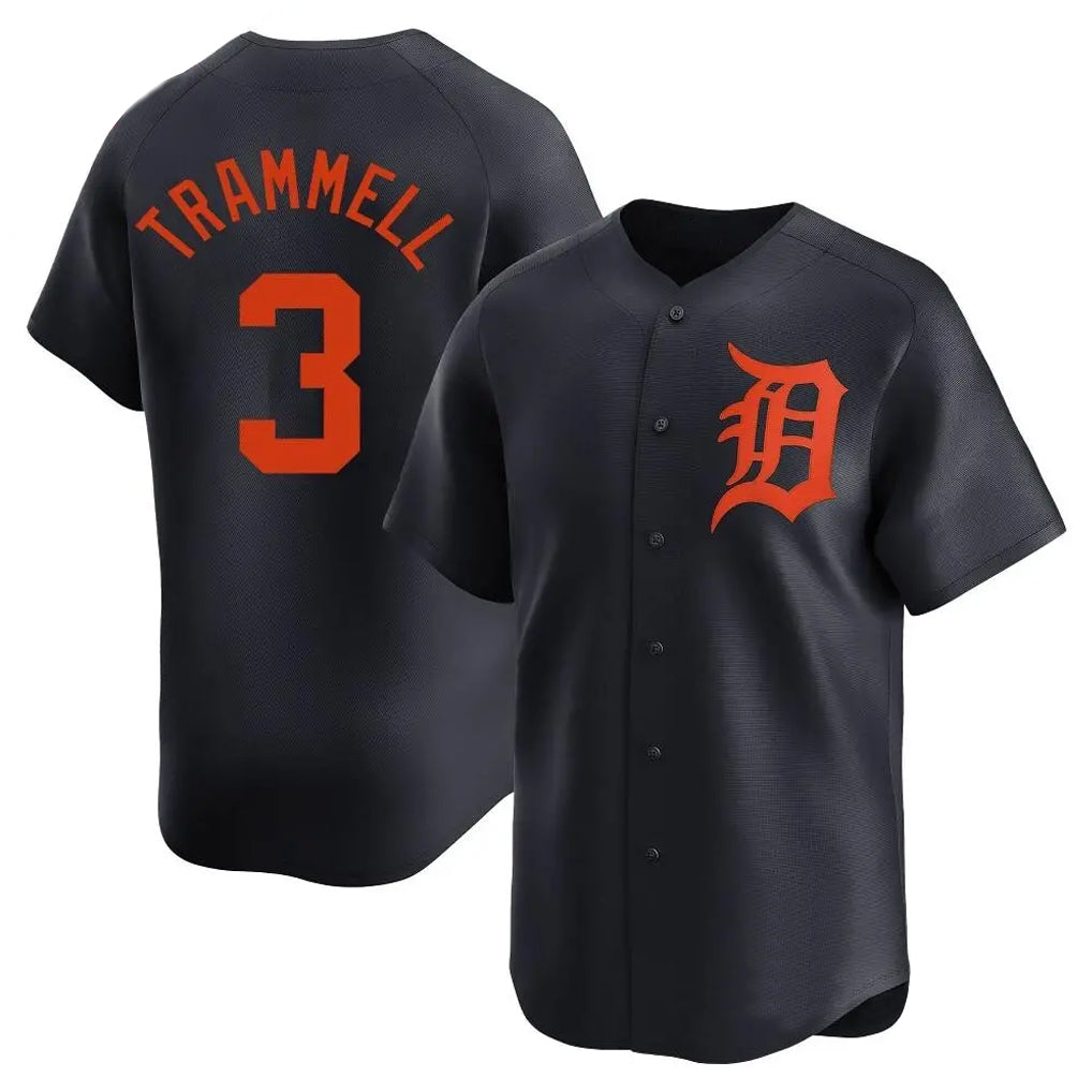 Yuxns D.Tigers #3 Alan Trammell Player Navy Home Limited Stitched Jerseys