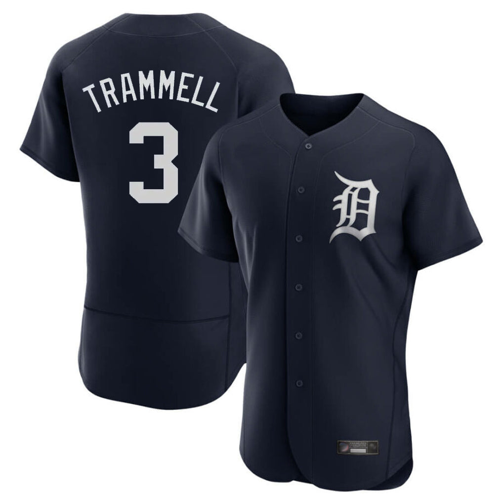 Yuxns D.Tigers #3 Alan Trammell Player Navy Limited Elite Home Stitched Jerseys