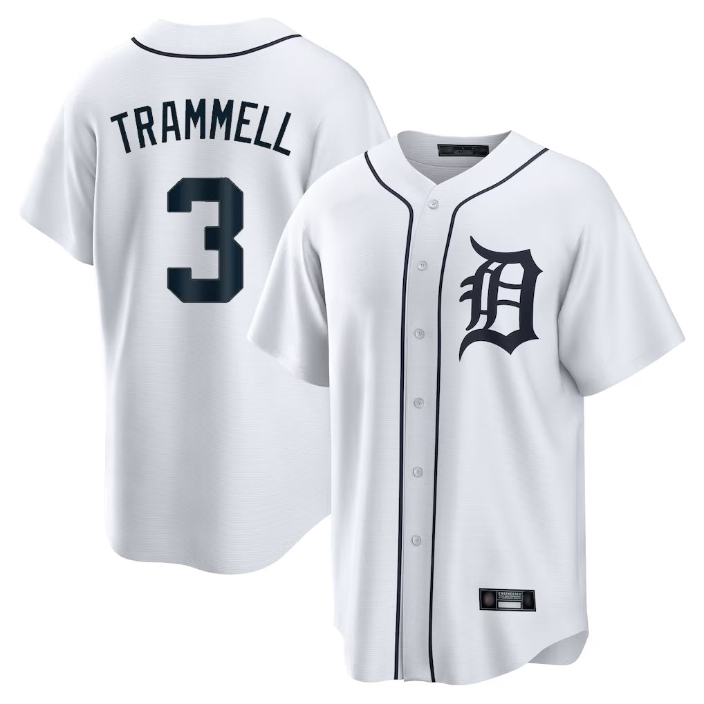 Yuxns D.Tigers #3 Alan Trammell Player White Home Game Stitched Jerseys