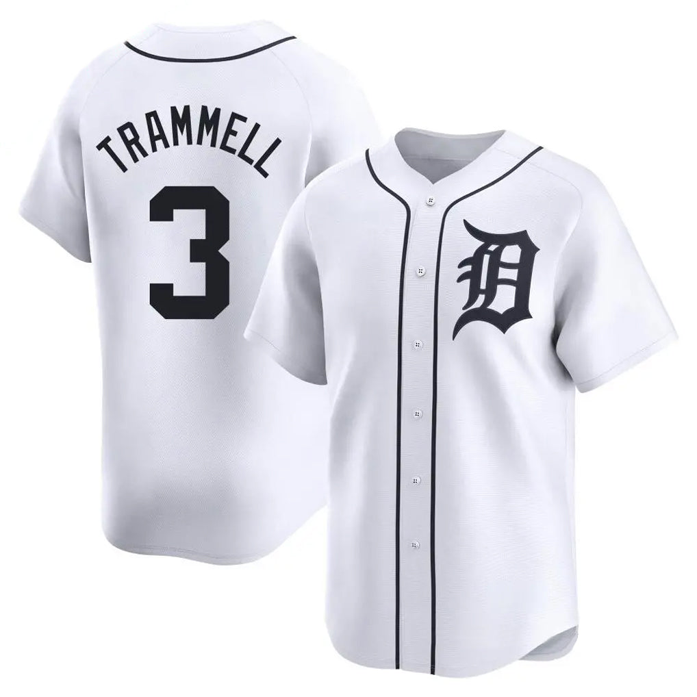 Yuxns D.Tigers #3 Alan Trammell Player White Home Limited Stitched Jerseys