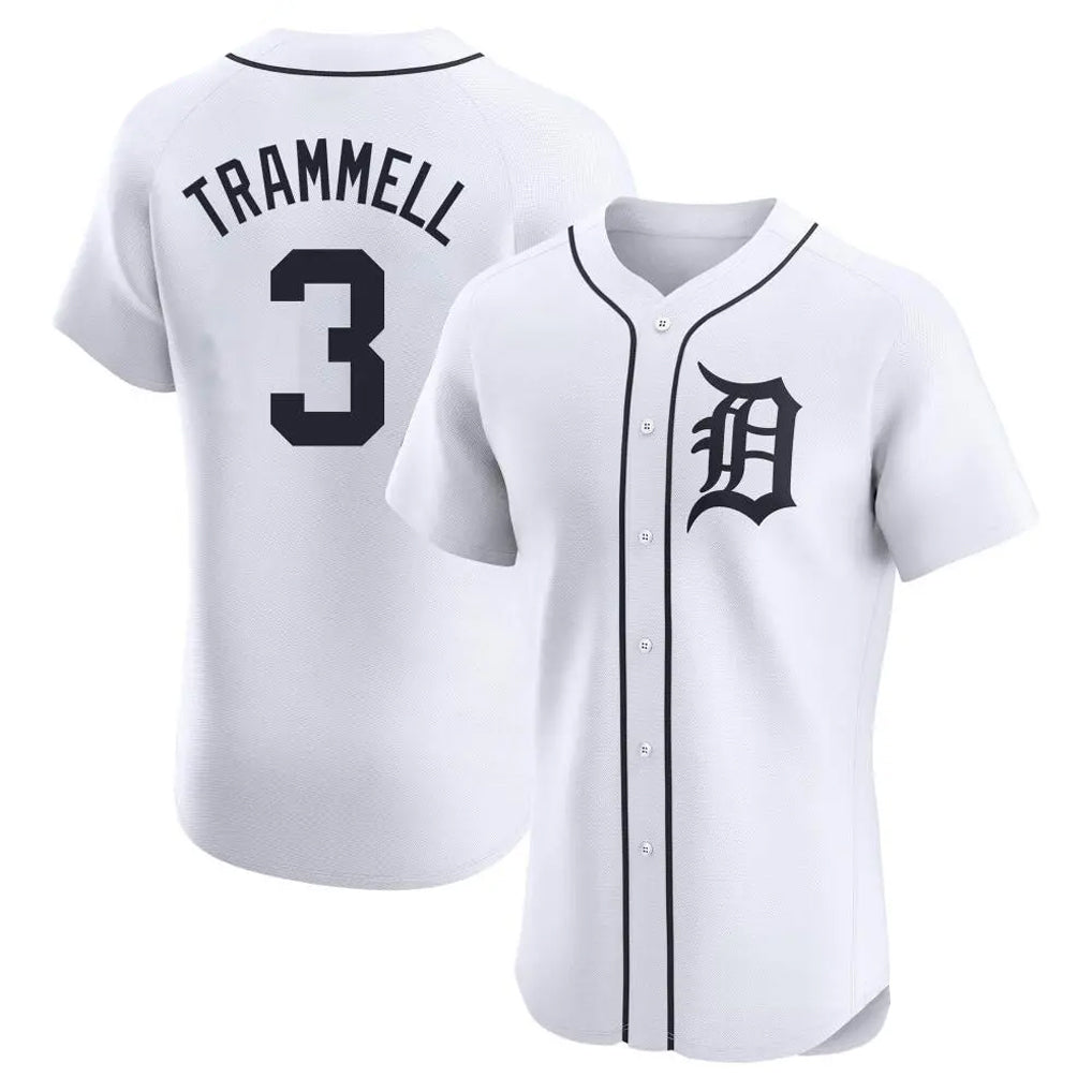Yuxns D.Tigers #3 Alan Trammell Player White Limited Elite Home Stitched Jerseys
