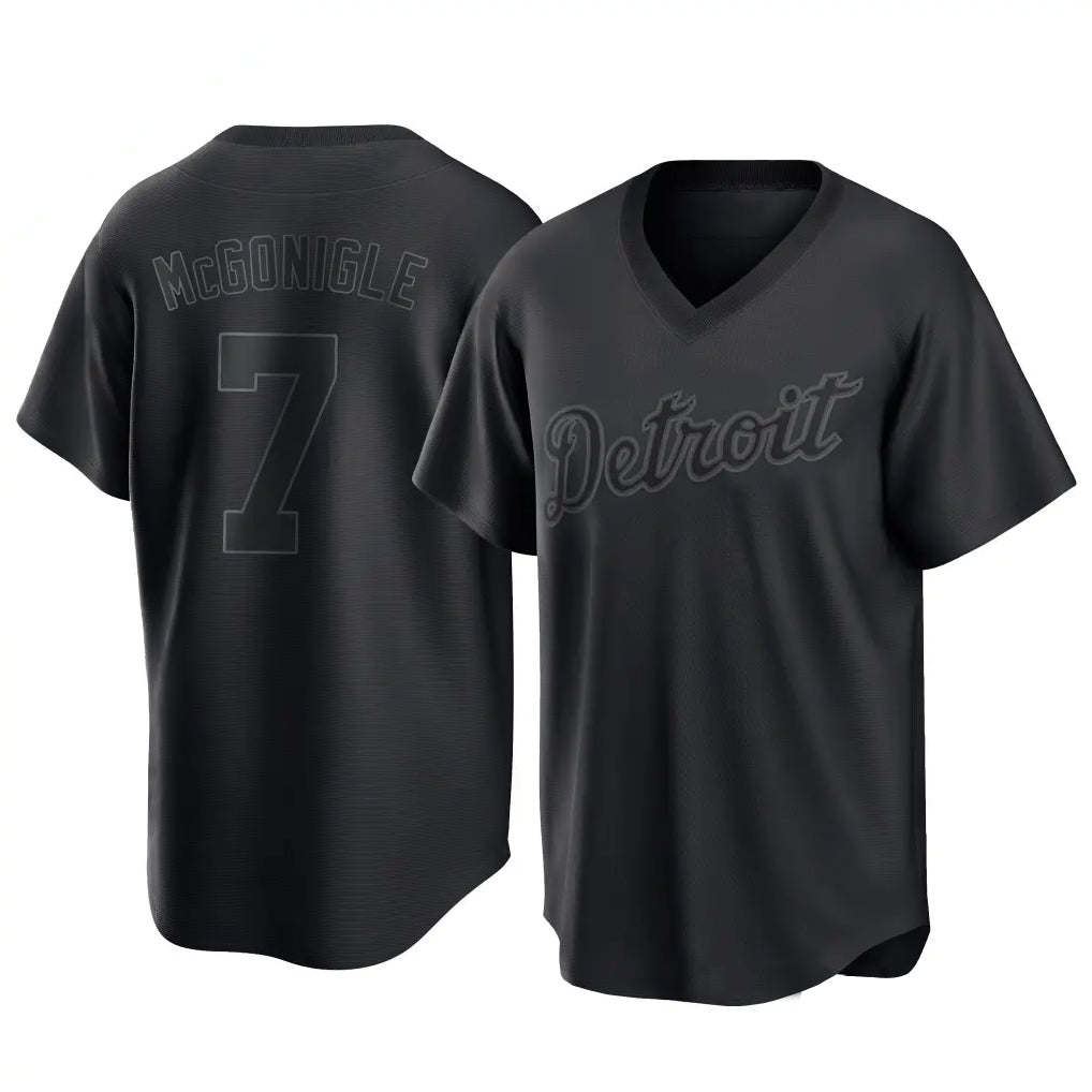 Yuxns D.Tigers #7 Kevin McGonigle Player Black T-shirt Home Game Stitched Jerseys