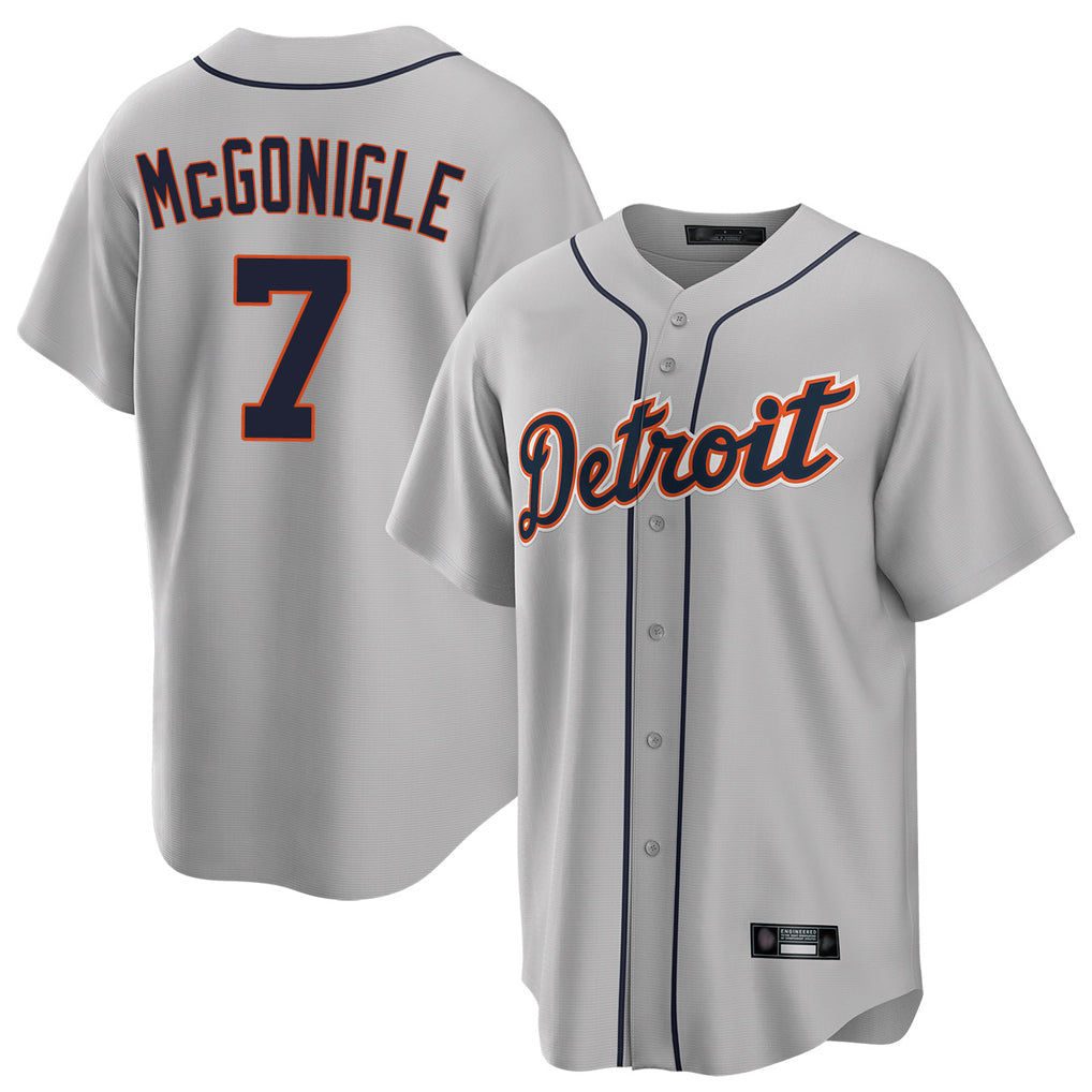 Yuxns D.Tigers #7 Kevin McGonigle Player Gray Home Game Stitched Jerseys
