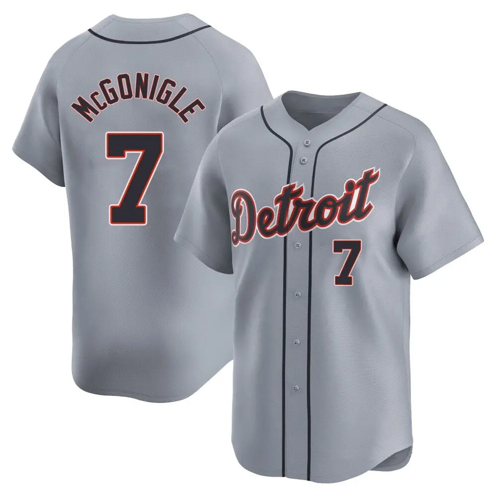 Yuxns D.Tigers #7 Kevin McGonigle Player Gray Home Limited Stitched Jerseys