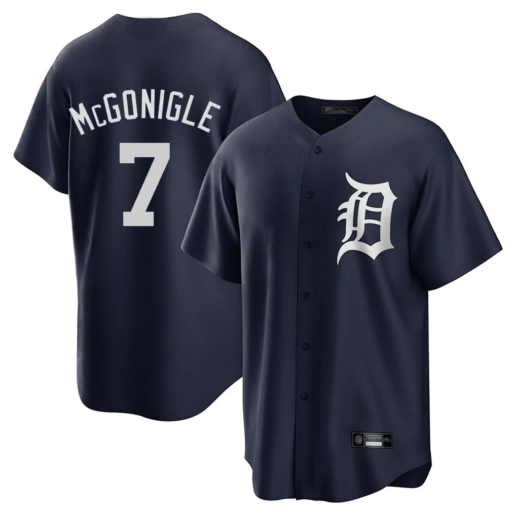 Yuxns D.Tigers #7 Kevin McGonigle Player Navy Game Home Stitched Jerseys
