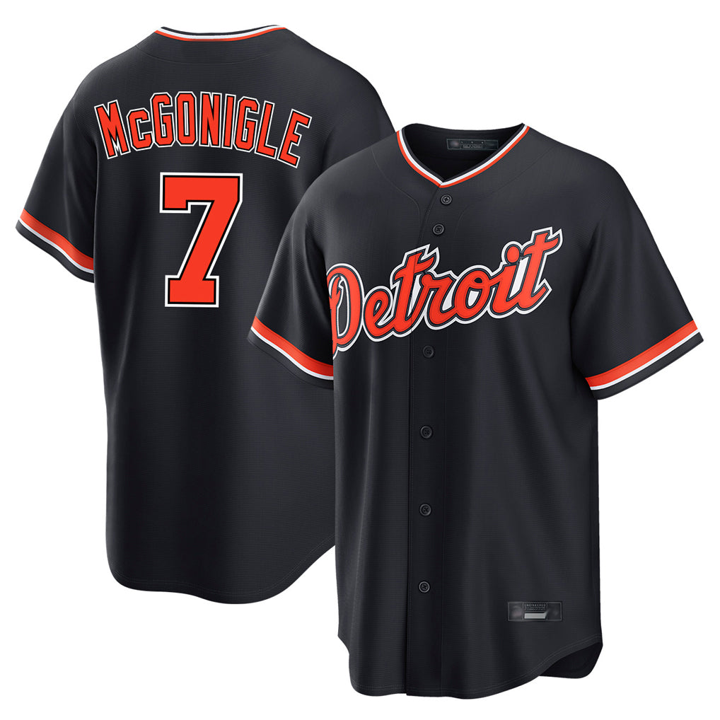 Yuxns D.Tigers #7 Kevin McGonigle Player Navy Home Game Stitched Jerseys