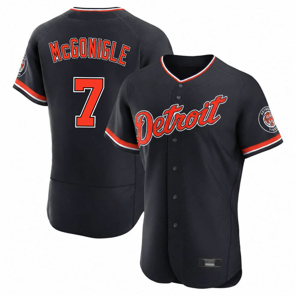Yuxns D.Tigers #7 Kevin McGonigle Player Navy Limited Elite Home Game Stitched Jerseys