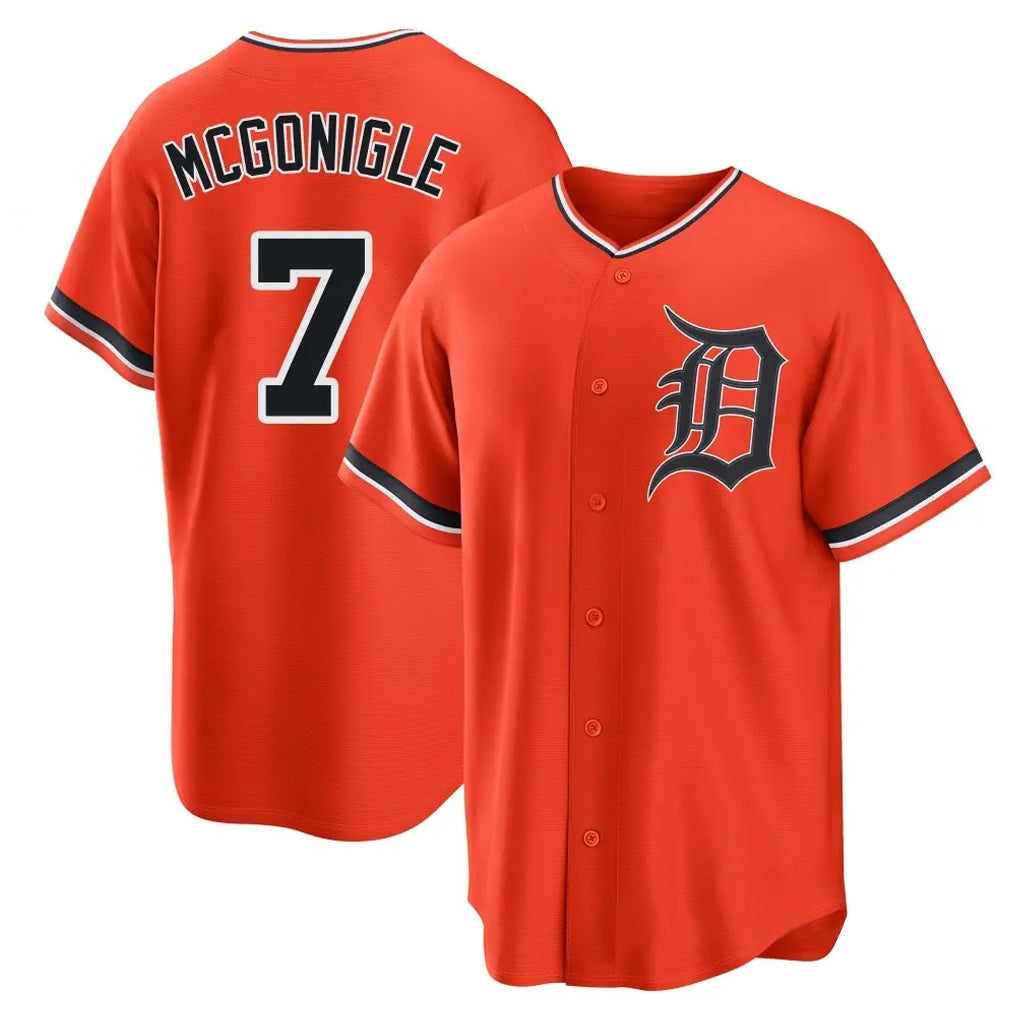 Yuxns D.Tigers #7 Kevin McGonigle Player Orange Home Game Stitched Jerseys