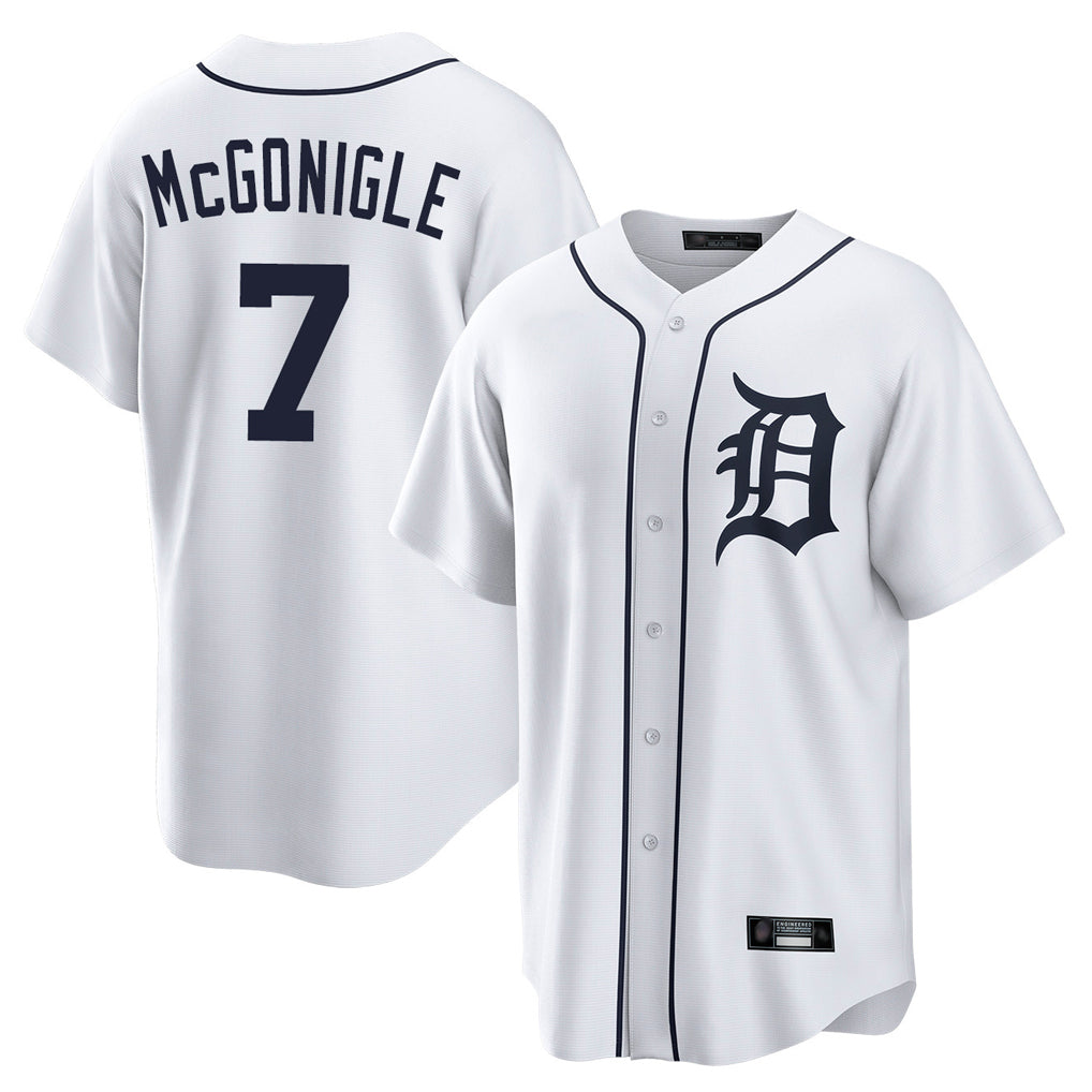 Yuxns D.Tigers #7 Kevin McGonigle Player White Home Game Stitched Jerseys