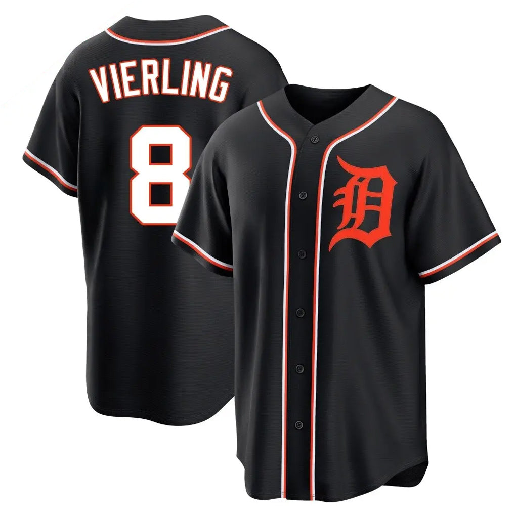 Yuxns D.Tigers #8 Matt Vierling Player Black Fashion Out Home Game Stitched Jerseys