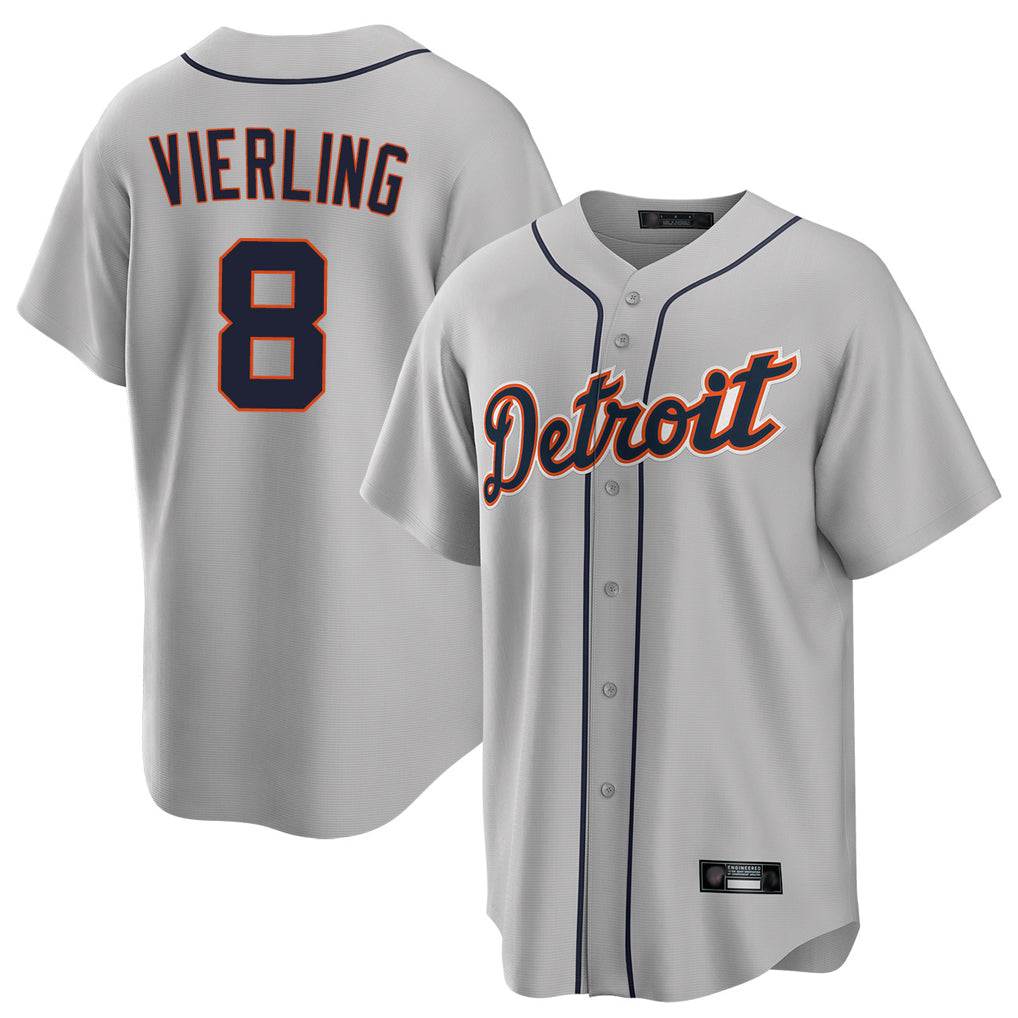 Yuxns D.Tigers #8 Matt Vierling Player Gray Home Game Stitched Jerseys