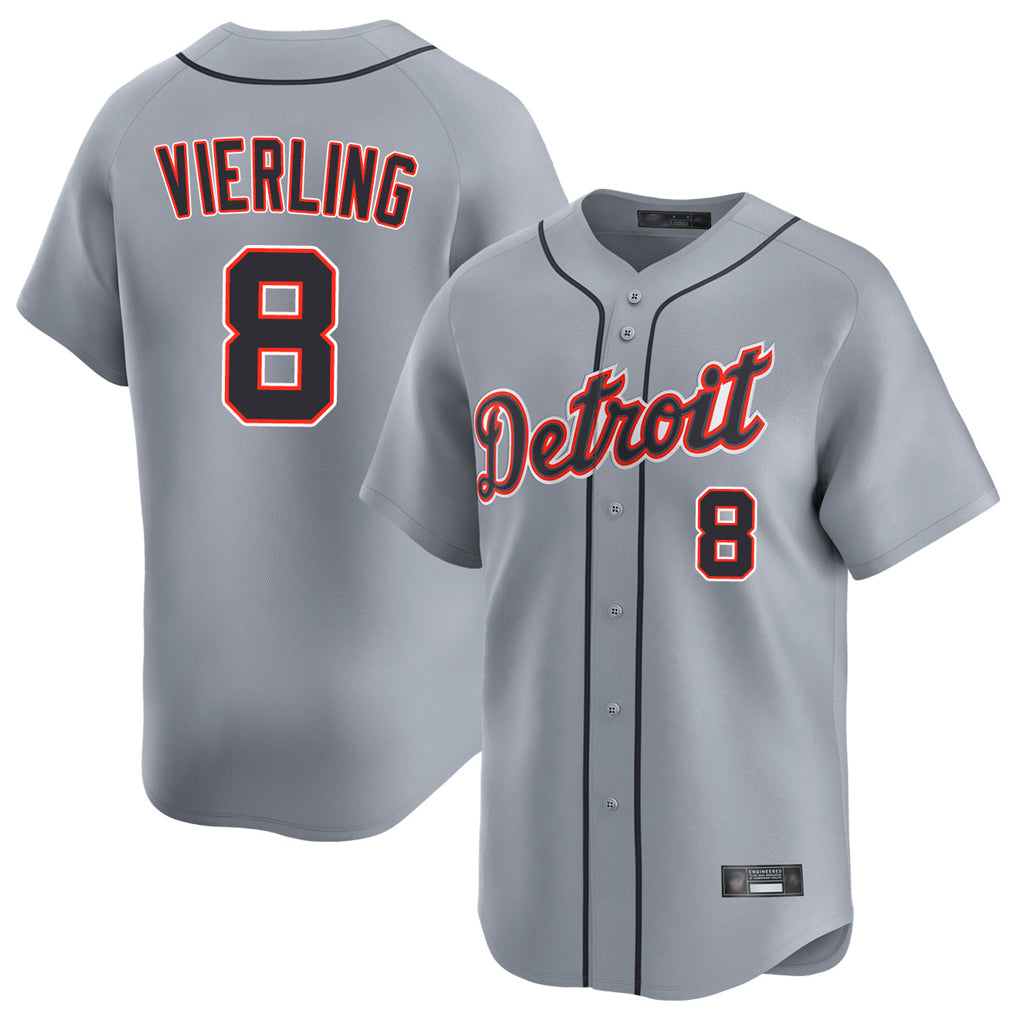 Yuxns D.Tigers #8 Matt Vierling Player Gray Home Limited Stitched Jerseys