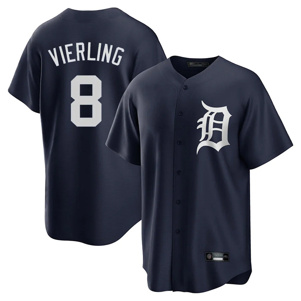 Yuxns D.Tigers #8 Matt Vierling Player Navy Game Home Stitched Jerseys