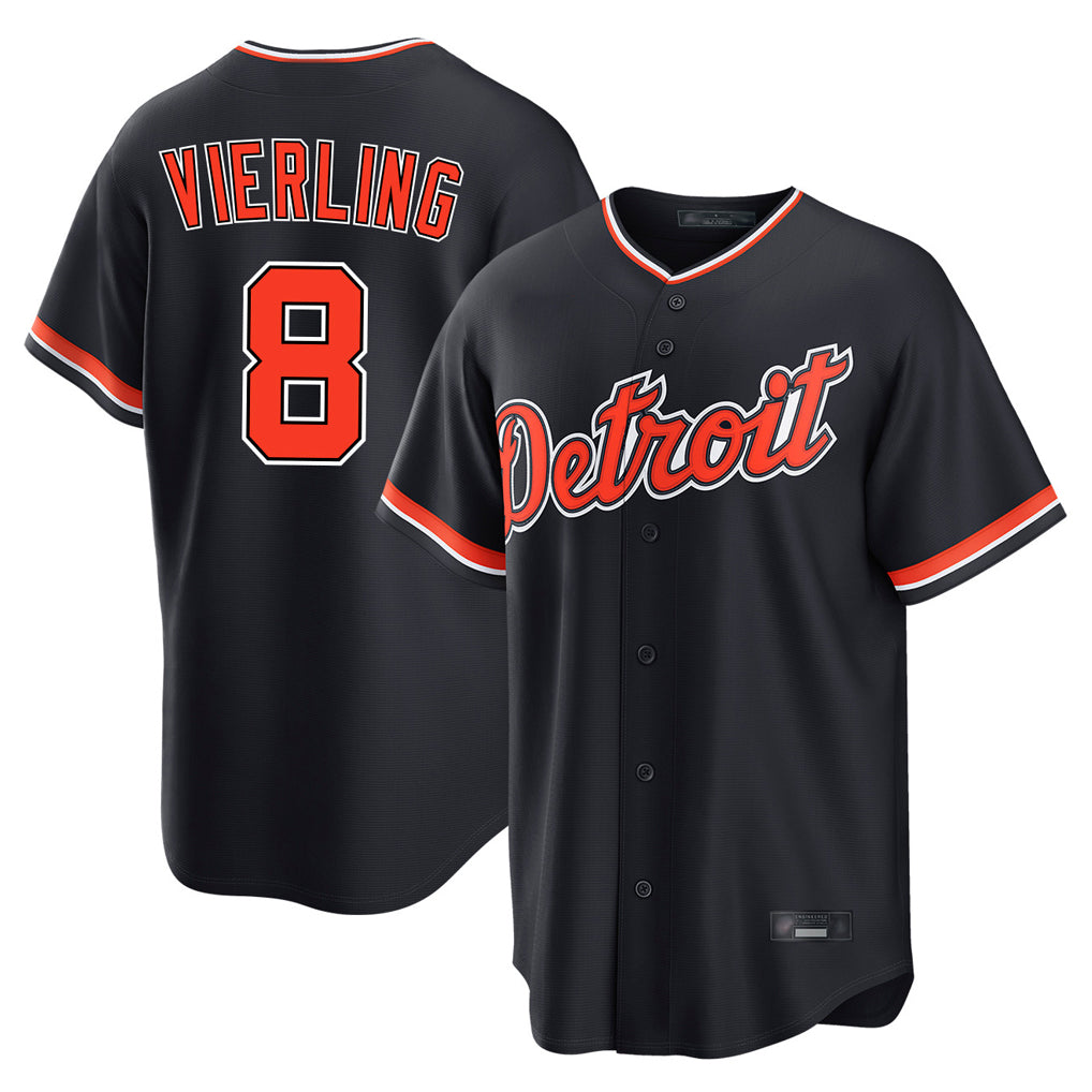 Yuxns D.Tigers #8 Matt Vierling Player Navy Home Game Stitched Jerseys