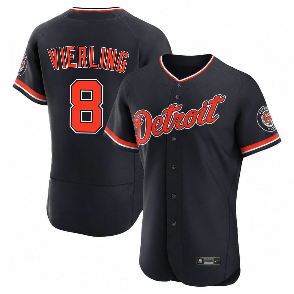 Yuxns D.Tigers #8 Matt Vierling Player Navy Limited Elite Home Game Stitched Jerseys