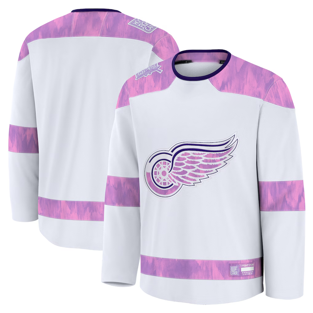 Yuxns DR.Wings White 2024 Hockey Fights Cancer Practice Jerseys