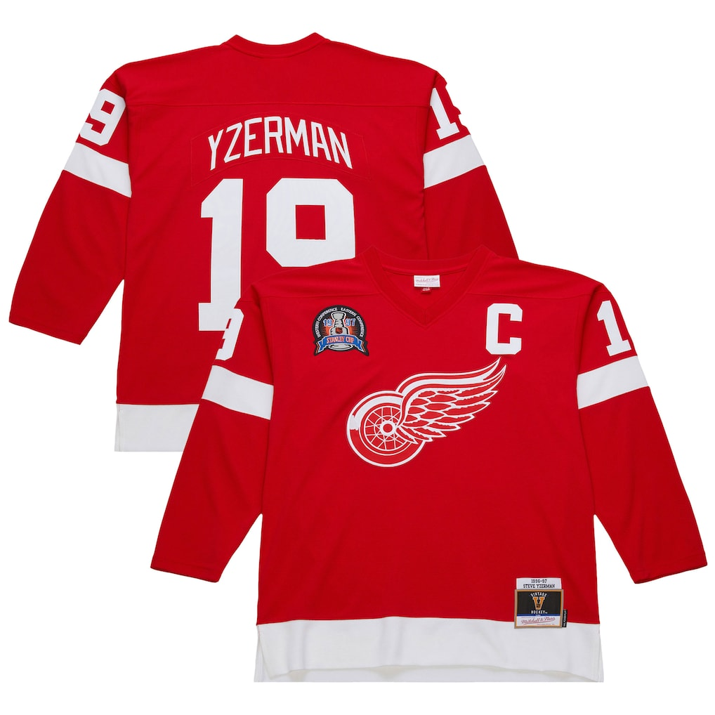 Yuxns DR.Wings #19 Steve Yzerman Scarlet 1996-97 Power Play Jerseys