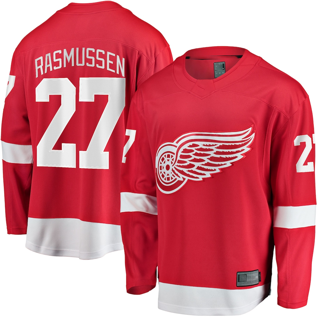 Yuxns DR.Wings #27 Michael Rasmussen Red Home Breakaway Player Jerseys