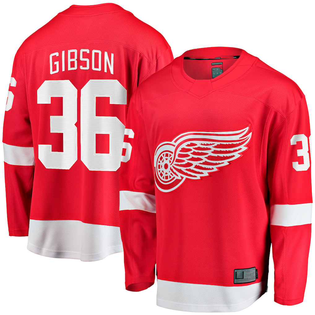 Yuxns DR.Wings #36 John Gibson Red Home Breakaway Jerseys