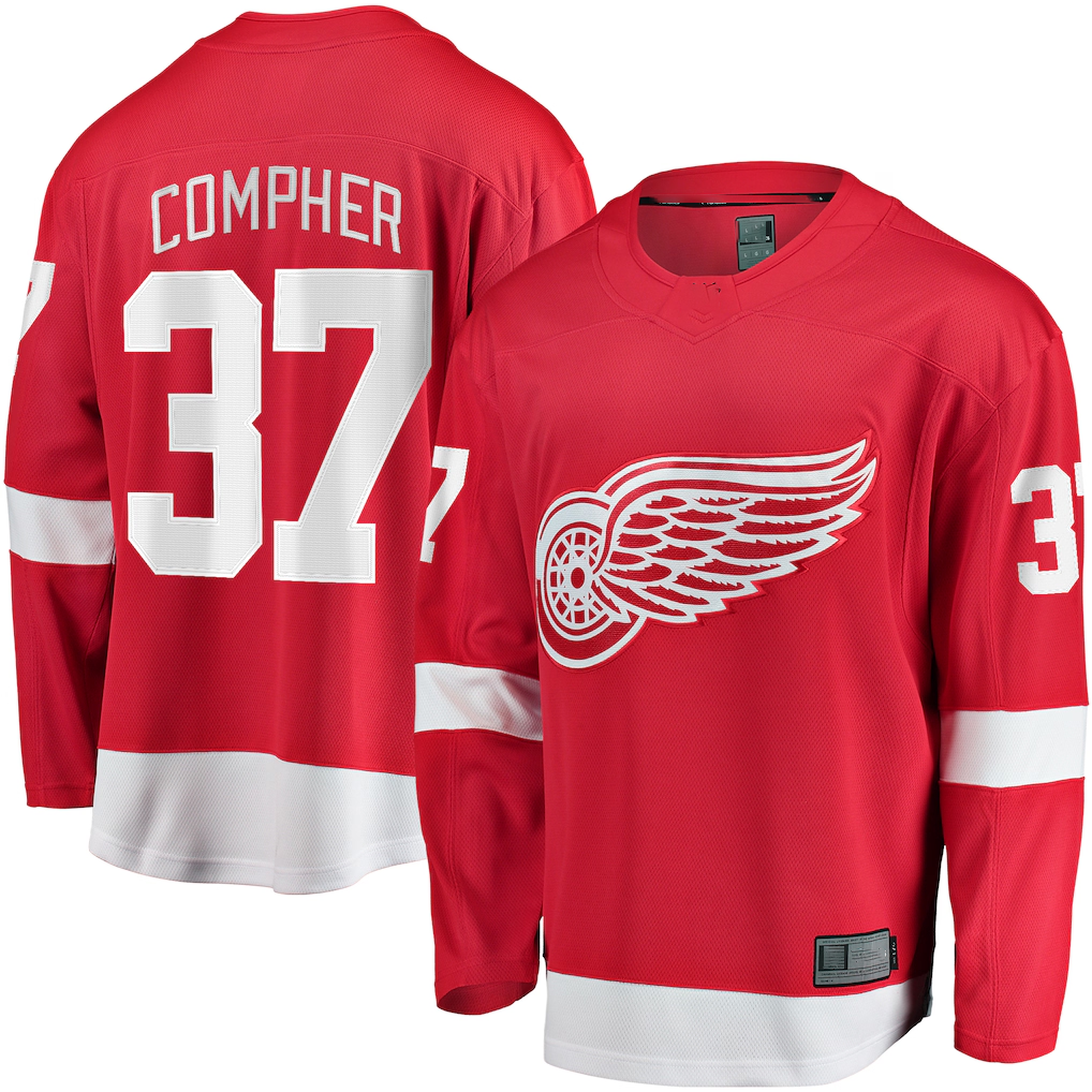 Yuxns DR.Wings #37 J.T. Compher Red Home Breakaway Jersey