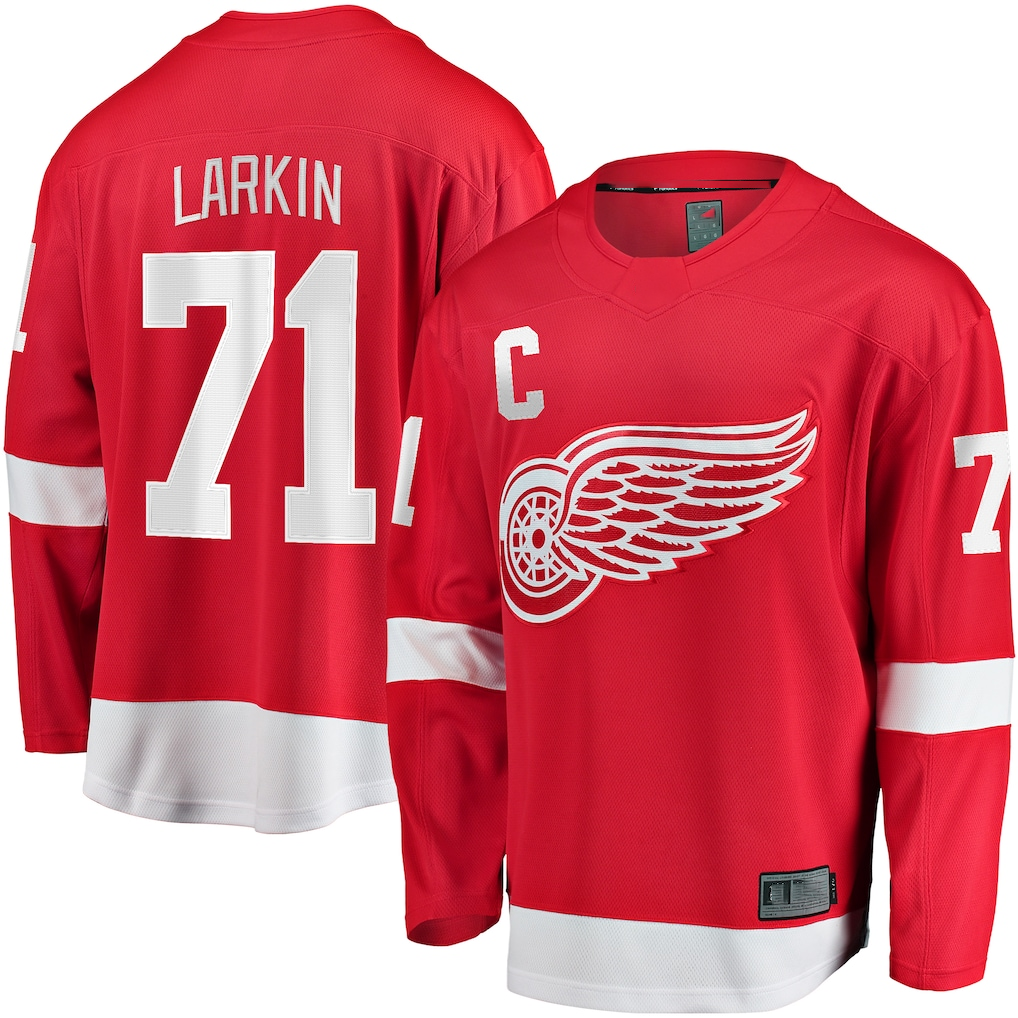 Yuxns DR.Wings #71 Dylan Larkin Red 202324 Captain Breakaway Player Jerseys