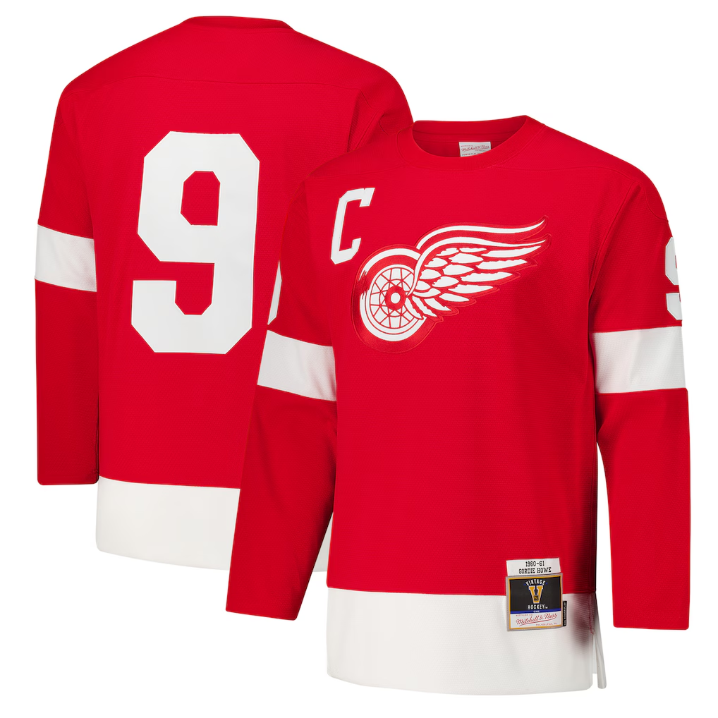Yuxns DR.Wings #9 Gordie Howe Red 1960-61 Power Play Jerseys