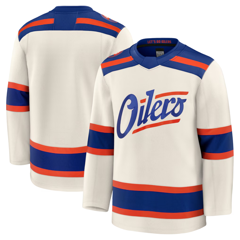 Yuxns E.Oilers Light Beige Alternate Premium Jerseys