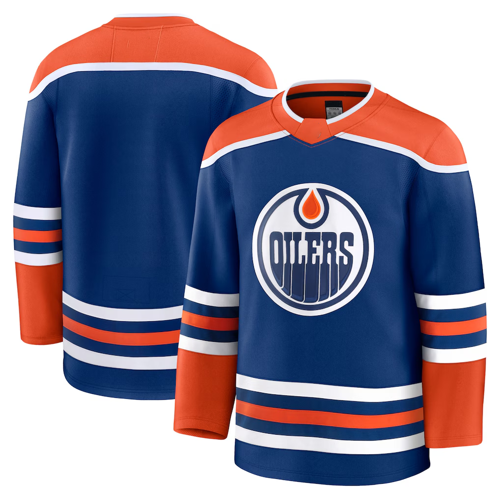 Yuxns E.Oilers Royal Home Premium Jerseys