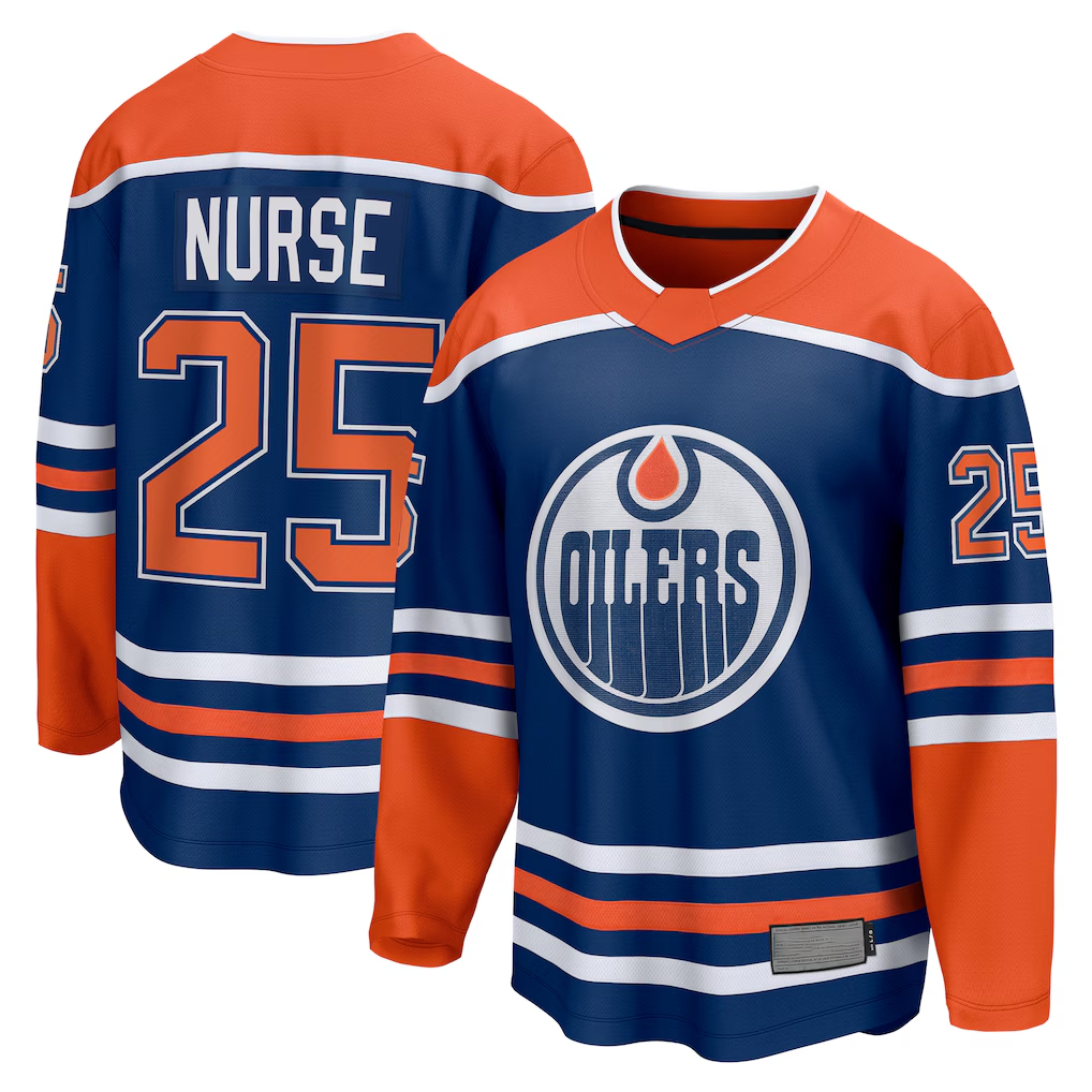 Yuxns E.Oilers #25 Darnell Nurse Royal Home Breakaway Player Jerseys