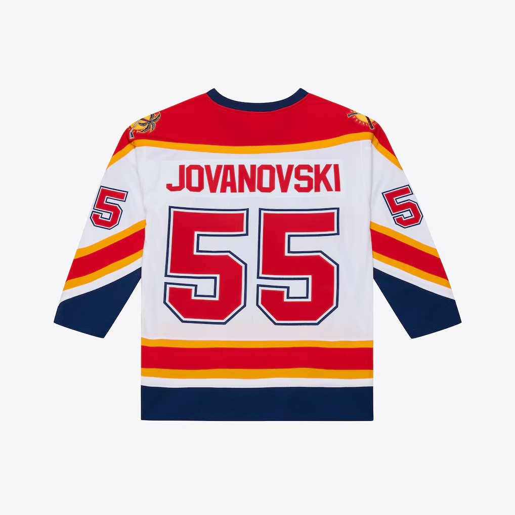 Yuxns F.Panthers #55 Ed Jovanovski Mitchell & Ness White 1996 Power Play Jerseys