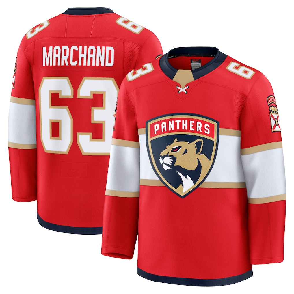 Yuxns F.Panthers #63 Brad Marchand Red Home Premium Jerseys