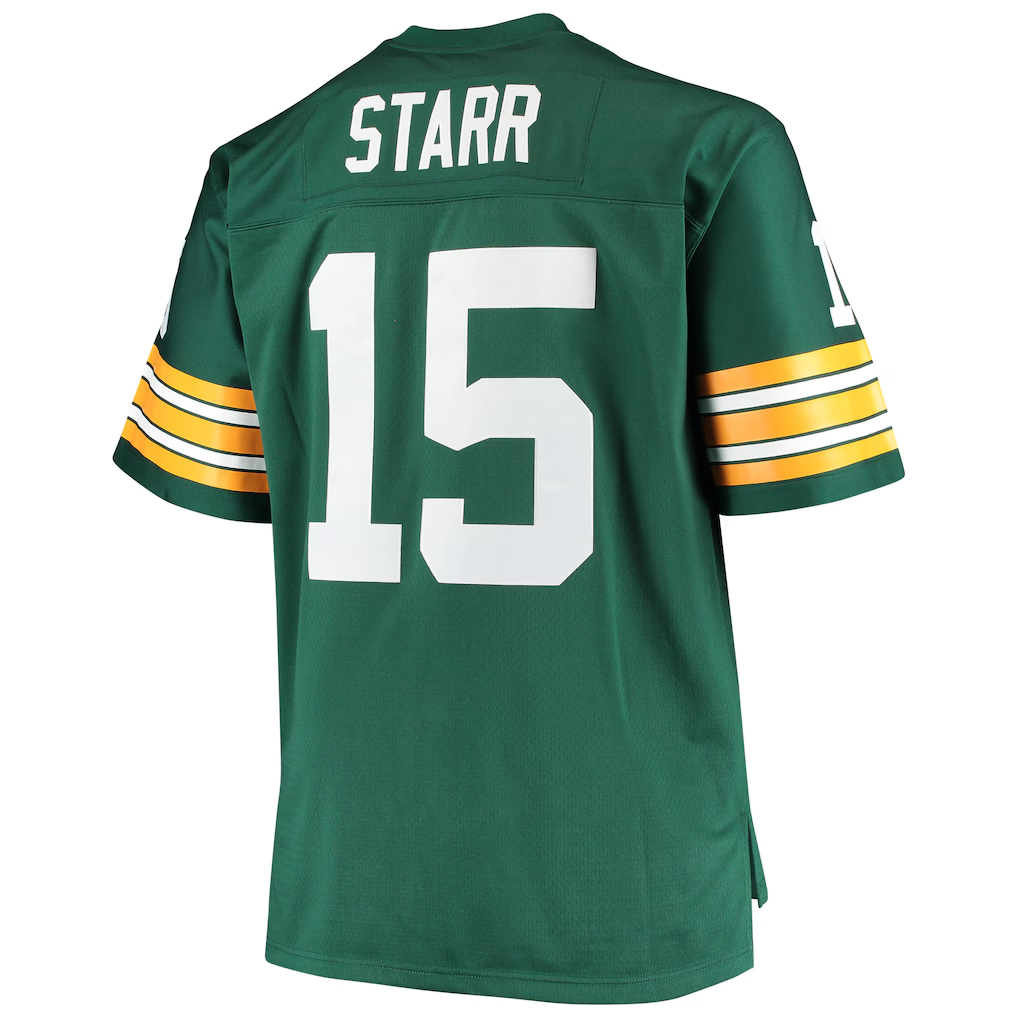 Yuxns G.Bay Packers #15 Bart Starr Mitchell & Ness Green Big & Tall 1968 Retired Player Replica Puhic  Stitched Jerseys