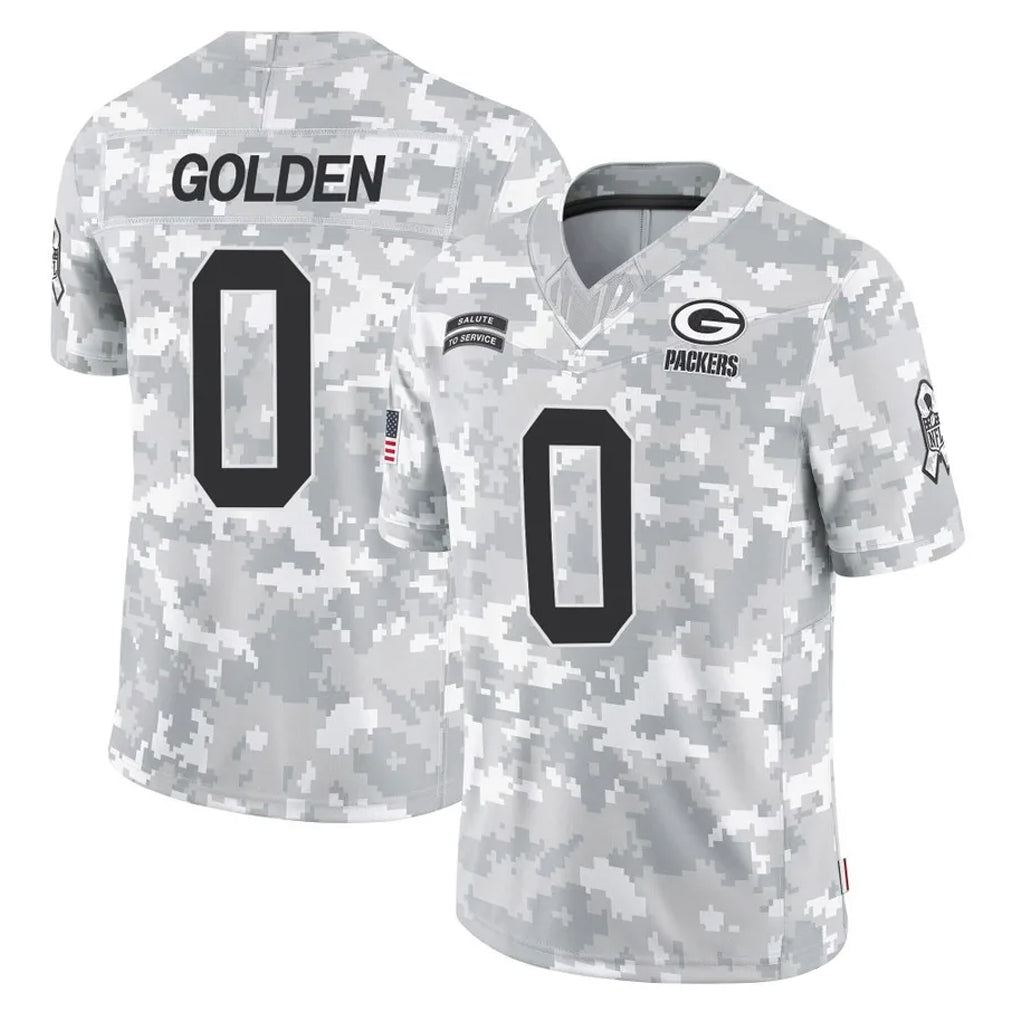 Yuxns GB.Packers #0 Matthew Golden Player Arctic Camo Salute To Service Limited Stitched Jerseys