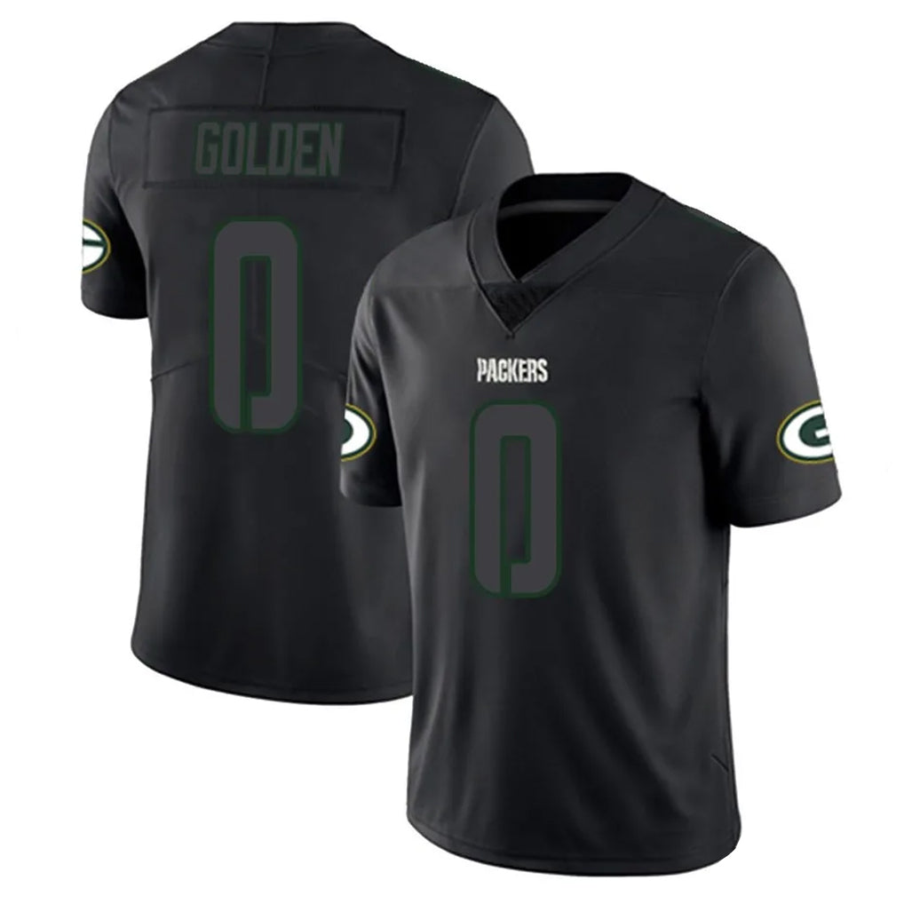 Yuxns GB.Packers #0 Matthew Golden Player Black Impact Limited Home Game Stitched Jerseys