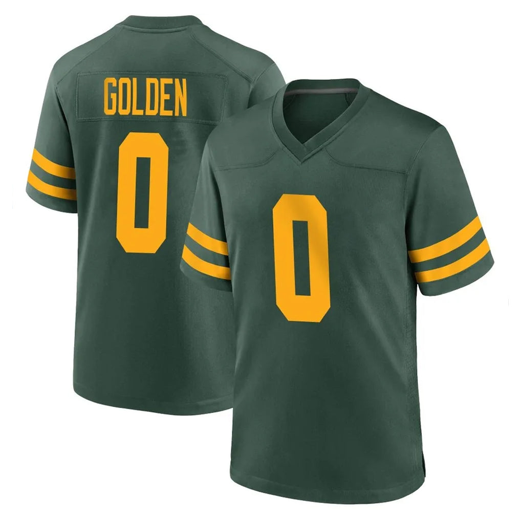 Yuxns GB.Packers #0 Matthew Golden Player Green Alternate Home Game Stitched Jerseys
