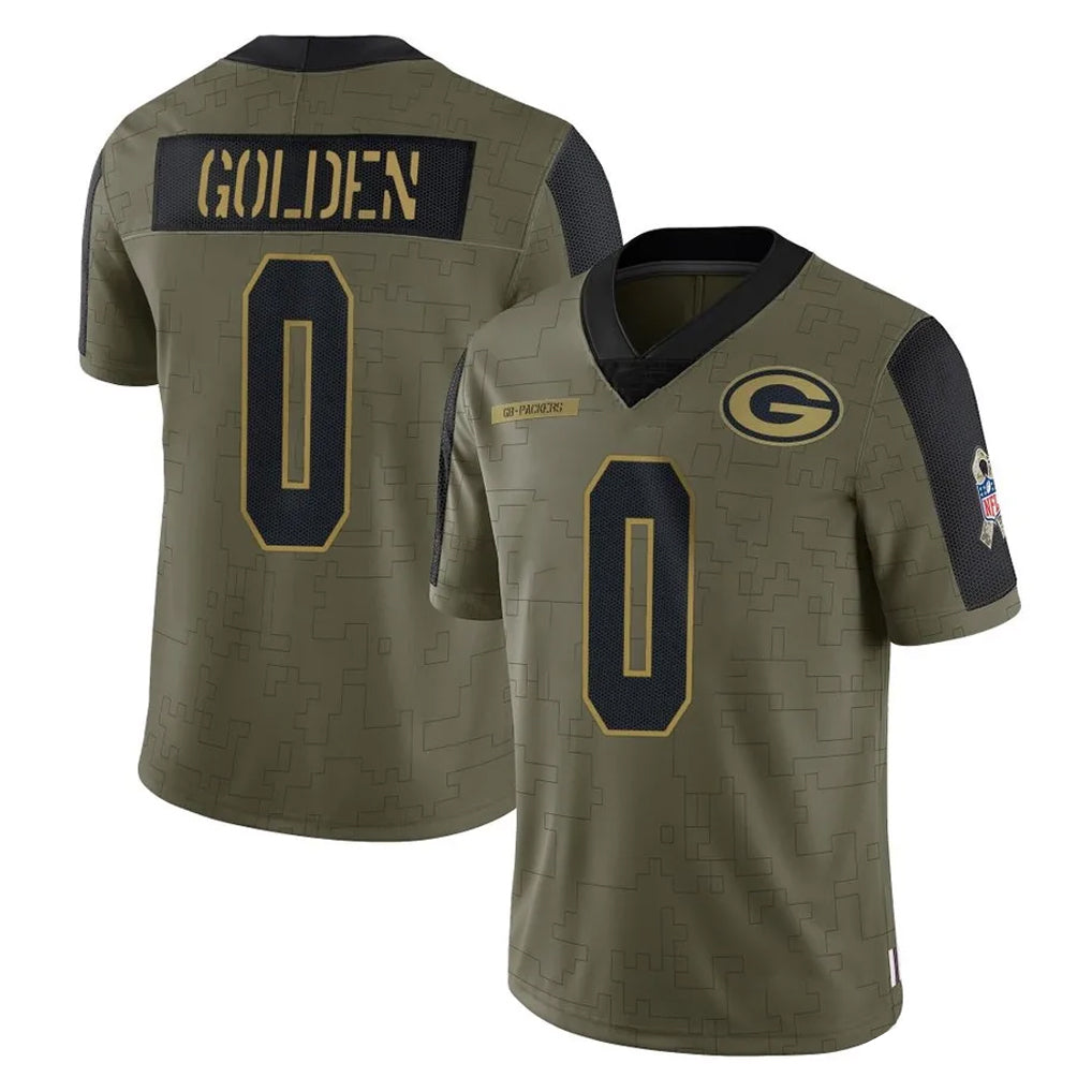 Yuxns GB.Packers #0 Matthew Golden Player Olive Salute To Service Limited Game Stitched Jerseys