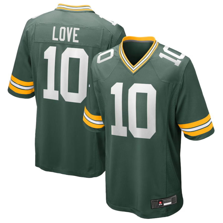 Yuxns GB.Packers #10 Jordan Love Player Green Game Stitched Jerseys