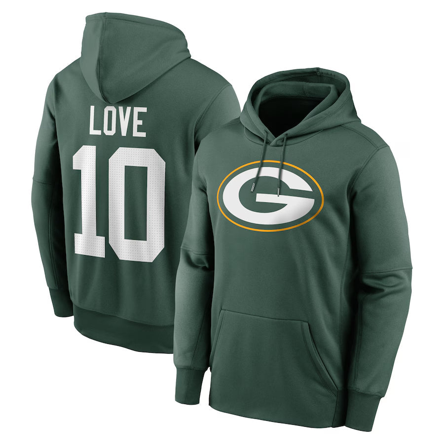 Yuxns GB.Packers #10 Jordan Love Player Green Therma Hoodie Game Stitched  Jerseys