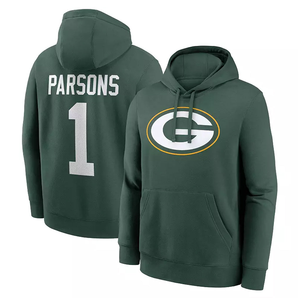 Yuxns GB.Packers #1 Micah Parsons Player Black Pullover Hoodies Limited Stitched Jerseys