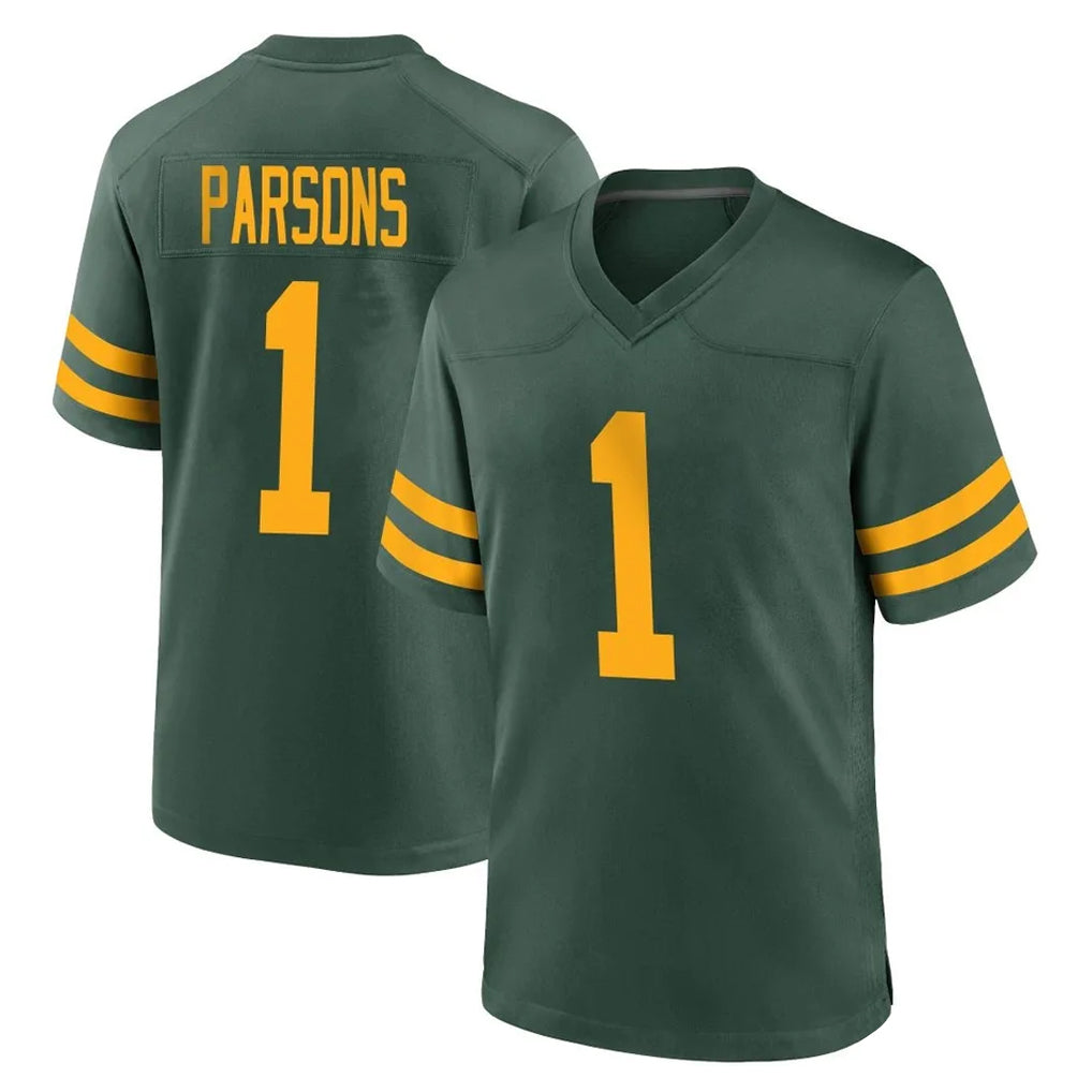 Yuxns GB.Packers #1 Micah Parsons Player Green Alternate Home Game Stitched Jerseys