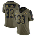 Yuxns GB.Packers #33 Evan Williams Player Olive Salute To Service Limited Game Stitched Jerseys