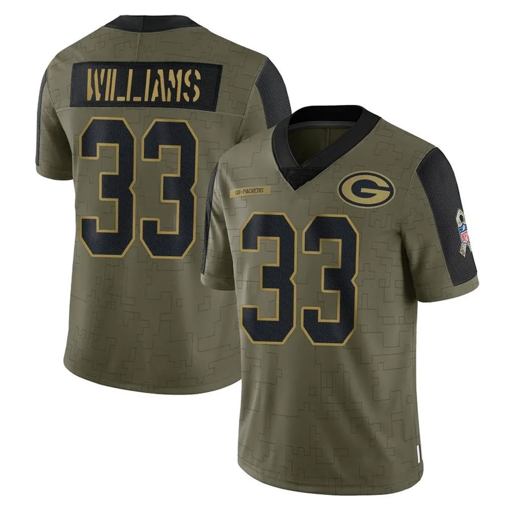 Yuxns GB.Packers #33 Evan Williams Player Olive Salute To Service Limited Game Stitched Jerseys