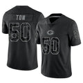Yuxns GB.Packers #50 Zach Tom Player Black Reflective Limited Home Game Stitched Jerseys