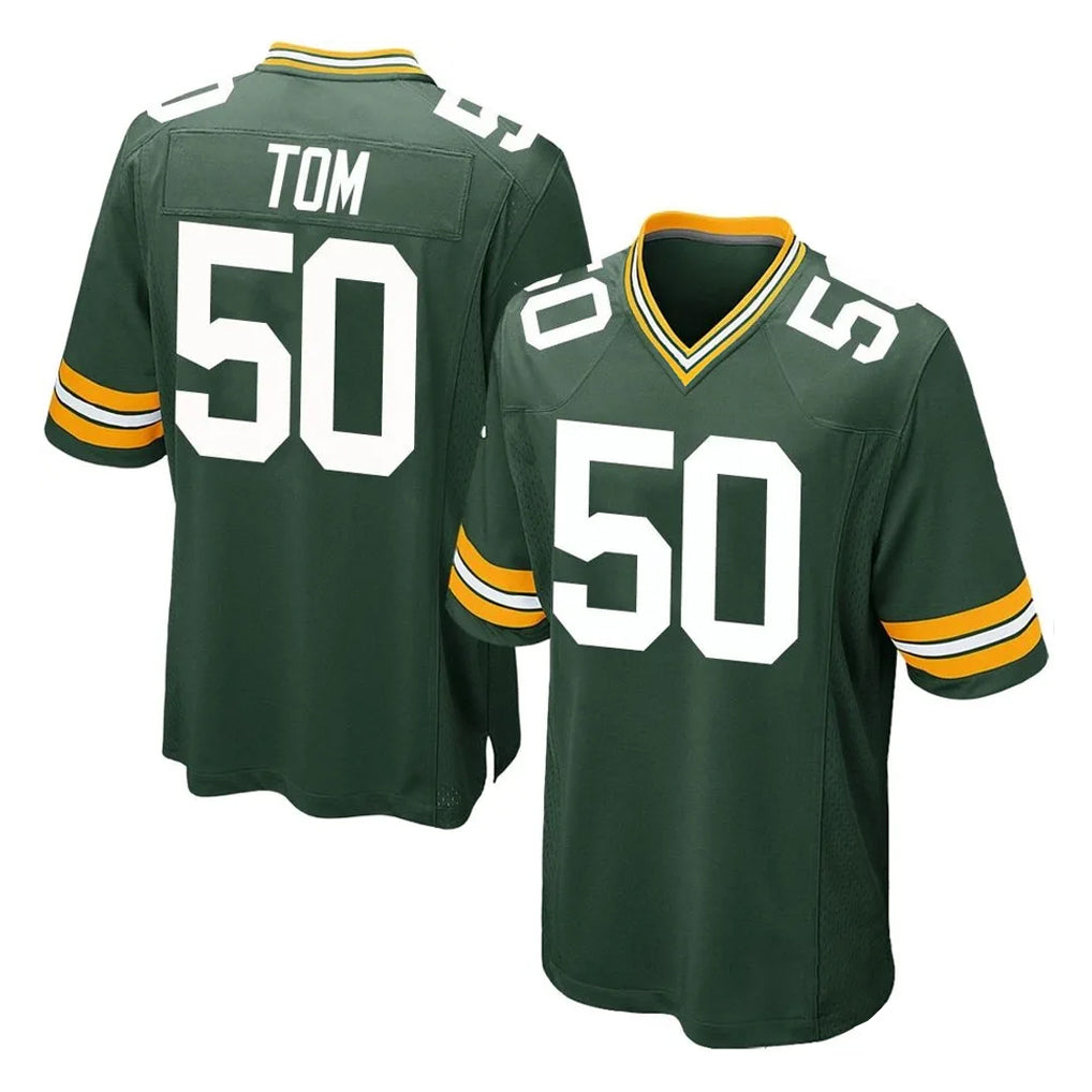 Yuxns GB.Packers #50 Zach Tom Player Green Home Game Stitched Jerseys