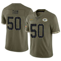 Yuxns GB.Packers #50 Zach Tom Player Olive Salute To Service Limited Stitched Jerseys
