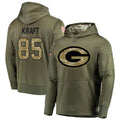 Yuxns GB.Packers #85 Tucker Kraft Player Olive Salute to Service Pullover Hoodie Game Stitched Jerseys