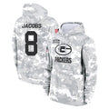 Yuxns GB.Packers #8 Josh Jacobs Player Arctic Camo Salute to Service Hoodies Limited Game Stitched Jerseys
